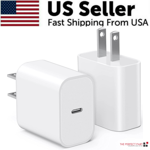 White USB-C wall charger with US plug on a white background, featuring 'US Seller' text and an American flag.