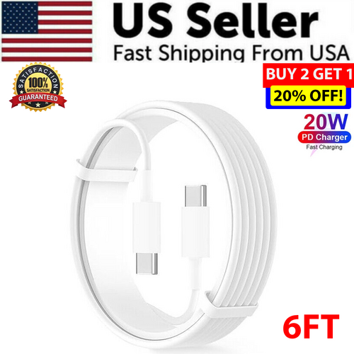 White USB-C cable 6ft with promotional text and graphics on a white backgroundt
