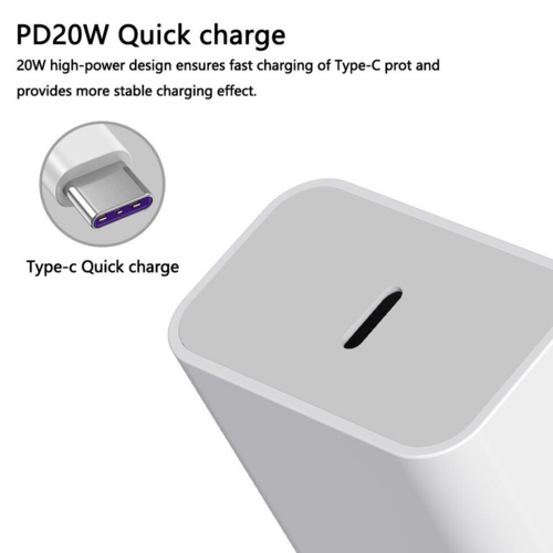 PD20W quick charge adapter with Type-C port on a white background