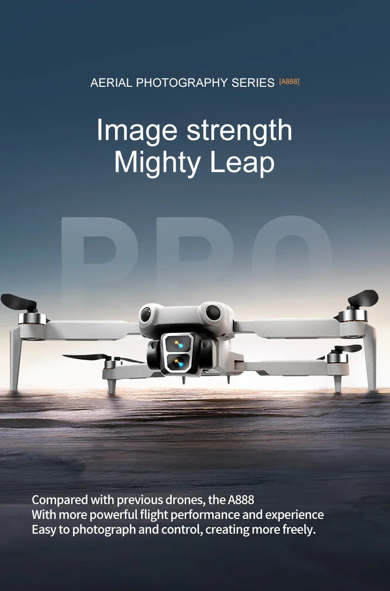 For Genuine A888 Pro Drone 4K Professional ESC Dual Camera Dron Optical Flow Localization 3-Sided Obstacle Avoidance Quadcopter