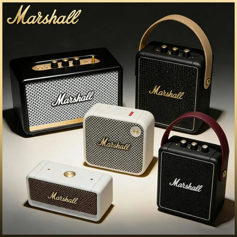 Marshall Portable Bluetooth 5.0 Speaker Wireless Outdoor Travel Speaker IPX4 Waterproof Speaker Deep Bass Subwoofer System Set - Miss_elo