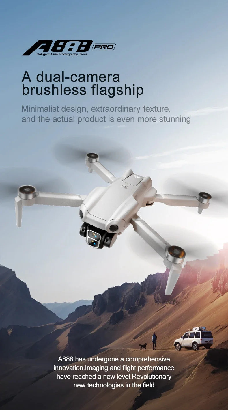 For Genuine A888 Pro Drone 4K Professional ESC Dual Camera Dron Optical Flow Localization 3-Sided Obstacle Avoidance Quadcopter