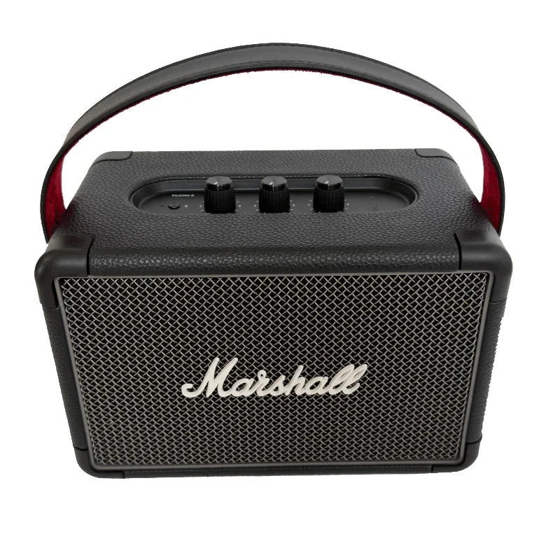 Marshall portable speaker with a black design on a white background