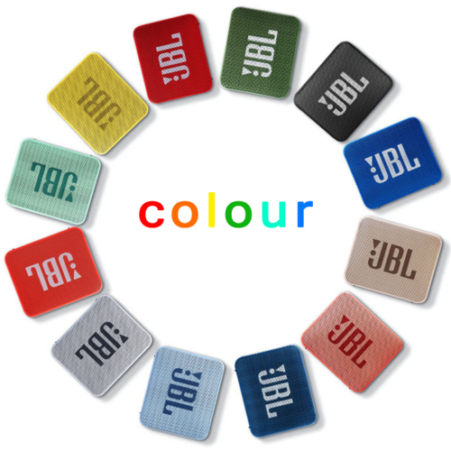 Colorful JBL logo patches arranged in a circular pattern on a white background.
